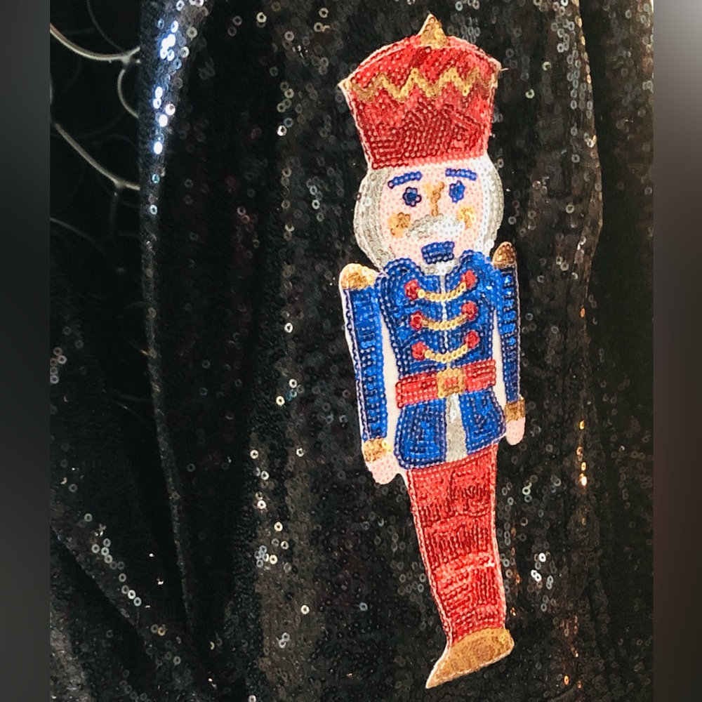 Queen of đź’– Sparkles Festive Sequin Blazer with Nutcracker Motif - Picture 4 of 13